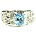 Swiss Blue Topaz, 925 Sterling Silver Men's Rin...