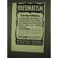 1909 McKesson & Robbins Tartarlithine Ad - Rheu...