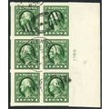408, Used 1¢ XF Right Side Plate Block of Six S...