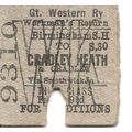 G.W.R. Edmondson Ticket - Birmingham Snow Hill ...