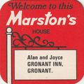 BEER MAT - MARSTONS BREWERY - GRONANT INN, GRON...