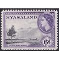 Nyasaland QEII 1953-54 6d Black Violet Tea Moun...