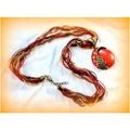 Retro Antiqued Bronze Ruby Crystal Pendant Seed...