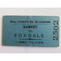 Manx Northern Railway Ramsey - Foxdale Ticket