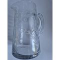 VINTAGE DAISY CUT GLASS JUG AND 6 GLASSES