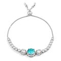 Adjustable Rhodium Plated Graduated Aqua CZ Bol...