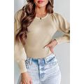 Apricot Ribbed Balloon Sleeve Bodysuit