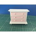 White Chest of Drawers with Pink 1:12th Dolls H...