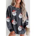 Gray Sequined Santa Claus Corded Christmas Swea...