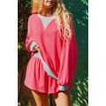 Red Stripe Drop Shoulder Baggy Pullover and Sho...