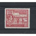 Turks&Caicos.SG197 1 1/2d Raking Salt (Scarlet)...