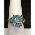 Ring Aqua Blue Crystal 925 Sterling Silver #37 ...