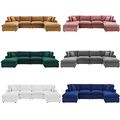 Velvet Sectional Sofa Stain-Resistant Down Fill...