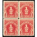 J69, Mint F/VF NH 1/2¢ - Postage Due Block of F...