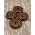 25mm Large Round Brown Wooden Buttons 4-Hole Kn...