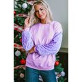 Orchid Petal Sequin Patchwork Long Sleeve Pullo...