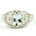 Aquamarine, 925 Sterling Silver Ladies Ladies R...