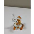 Elephant hand blown clear glass miniature figur...