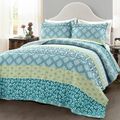 King size Cotton 3 Piece Reversible Blue White ...