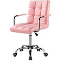 Pink Modern Faux Leather Mid-Back Swivel Office...