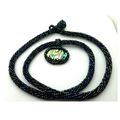 Black Rainbow Bead Crochet Rope Choker Paua She...