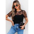 Black Bow Knot Dotted See-through Mesh Patched ...