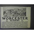 1912 Worcester Academy Ad - For Boys 79th Year