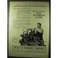 1922 Pratt & Whitney Full Automatic Lathe Ad