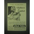 1940 Swan Pens Ad - Gladness and comfort