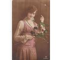 Young Lady Dressed In Pink And Holding Leaves G...