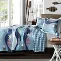 Twin Blue Serenity Sea Fish Coral Coverlet Quil...