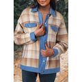Light French Beige Plaid Patchwork Flap Detail ...