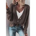 Dark Khaki Open Knit Drop Shoulder Sweater Card...