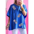 Blue Sequined American Flag Pop Can Pattern Ove...
