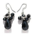 SilverTwist Designer Black Crystal Pear Chandel...