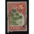 CEYLON 1938 5c GREEN & ORANGE COCONUT PALMS SG ...