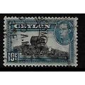 CEYLON 1938 10c BLACK & BLUE SIGIRIYA LION ROCK...