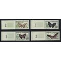 Central African Rep. Butterflies 4v Coin labels...