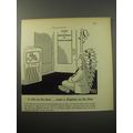 1955 Bigelow Carpet Advertisement - cartoon by Chon Day - A title on the door