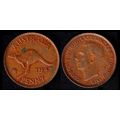 Australia One Penny 1947 Used Coin 1d Geo VI Ka...