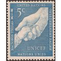 UNITED NATIONS, UNICEF, blue 1951, 5 centime