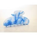 Marbled turquoise blue and white acrylic hair c...