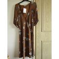 NEXT brown floral short sleeve dress Size 14 ne...