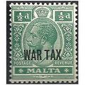 Malta 1917 SG92 1/2d Deep Green WAR TAX Unmount...