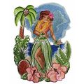 Hawaii Retro Hula Girl Embroidered Iron on/Sew ...
