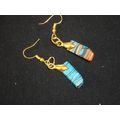 Lightweight manmade banded oval black turquoise...