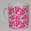 Pink Floral Penis Pattern Mug Funny Willy Cock ...