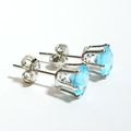 Blue Turquoise Aquamarine Round White Gold Plat...