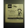 1958 BEA British European Airways Ad - Your happiest way about Europe
