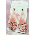 Pink Easter Bunny Glitter Acrylic Stud Earrings